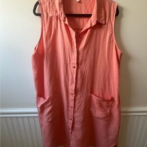 Eileen Fisher Sleeveless Pink Button-Down Top